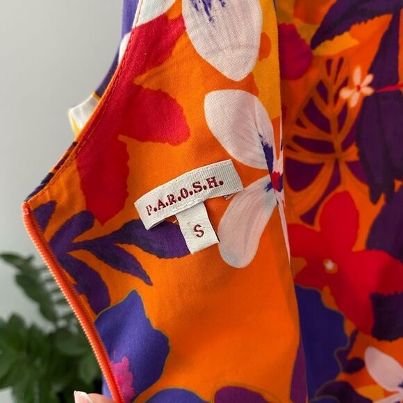 NWOT P.A.R.O.S.H Sleeveless A-Line Floral Dress, Size S - Picture 7 of 10